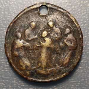 MEDALLA RELIGIOSA ANTIGUA VARIOS SANTOS AGUJERO 34mm