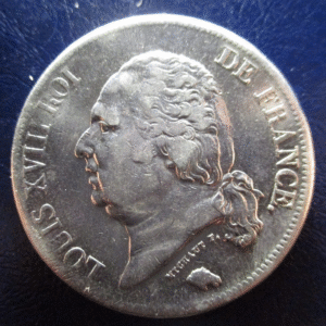 FRANCIA FRANCE LOUIS XVIII 5 FRANCS 1823 B  ROUEN  MBC-  LIMPIADA ESCASA SCARCE