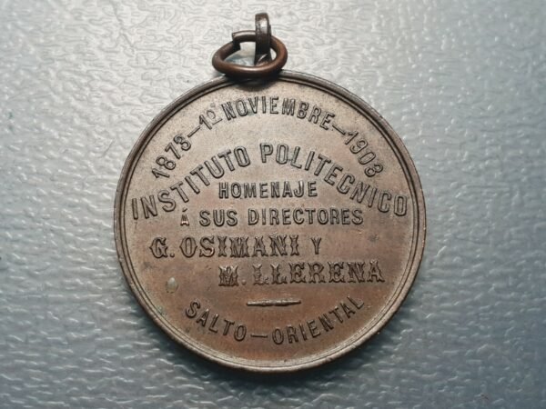 ARGENTINA SALTO ORIENTAL MEDALLA 1 NOVIEMBRE 1903 INSTITUTO POLITECNICO 41x34 mm - Imagen 2