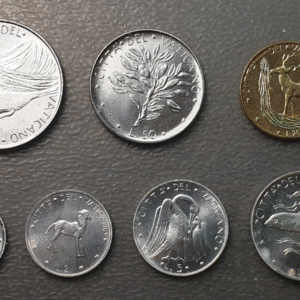 VATICANO PABLO VI SERIE ANUAL MONEDAS 1975  1+2+5+10+20+50+100 LIRE SC UNC