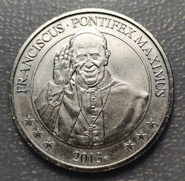 MEDALLA RELIGIOSA PAPAL FRANCISCO 2013 1º AÑO DE PONTIFICIO NIQUEL 32mm