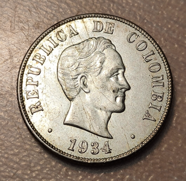 COLOMBIA 50 CENTAVOS 1934 EBC+