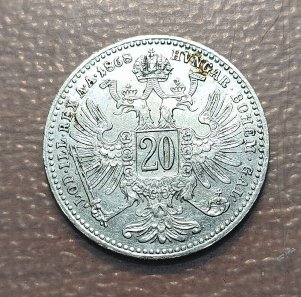 AUSTRIA FRANZ JOSEPH I 20 KREUZER 1868 MBC - Imagen 2