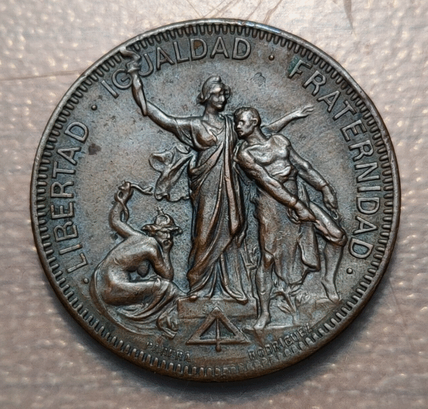 ESPAÑA MEDALLA 1906 LIBERTAD IGUALDAD FRATERNIDAD 30mm 8,51g PARERA RODRIGUEZ - Imagen 2