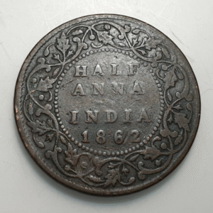 INDIA BRITANICA BRITISH INDIA VICTORIA 1/2 ANNA HALF ANNA 1862