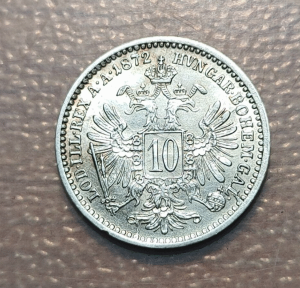 AUSTRIA FRANZ JOSEPH I 10 KREUZER 1872 EBC - Imagen 2