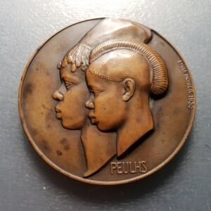 GUINEA GUINEE 1ST VOYAGE BANANA STREAMER KOLENTE PEULHS 1933 BRONZE MEDAL 58 mm