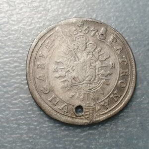 HUNGRIA AUSTRIA LEOPOLD I 15 KREUZER 1667 KB KREMNITZ AGUJERO - HOLED