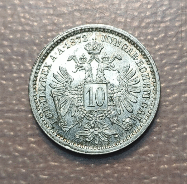 AUSTRIA FRANZ JOSEPH I 10 KREUZER 1872 EBC - Imagen 2