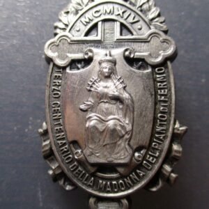 MEDALLA RELIGIOSA BROCHE 1914 III CENTENARIO VIRGEN DEL LLANTO - FERMO ITALIA
