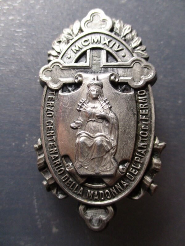 MEDALLA RELIGIOSA BROCHE 1914 III CENTENARIO VIRGEN DEL LLANTO - FERMO ITALIA