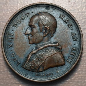 MEDALLA RELIGIOSA 1950 PAPA LEON XIII PUERTA SANTA 30mm 12,25g