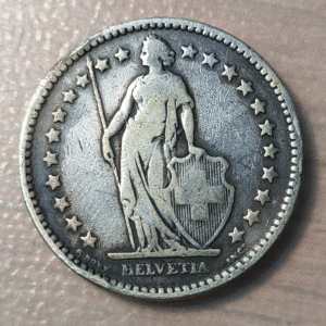 SWITZERLAND SUIZA 2 FRANCS 2 FRANCOS 1901 FECHA MAS RARA BC+