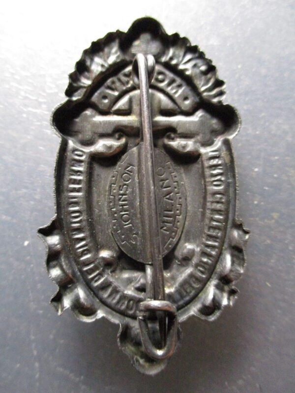 MEDALLA RELIGIOSA BROCHE 1914 III CENTENARIO VIRGEN DEL LLANTO - FERMO ITALIA - Imagen 2