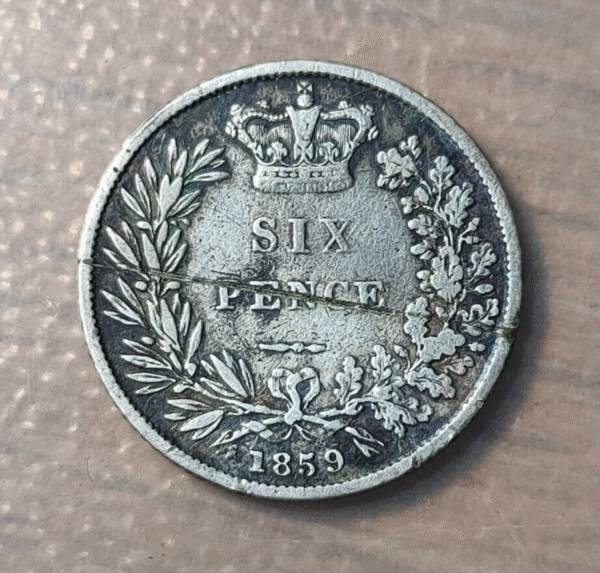 GREAT BRITAIN GRAN BRETAÑA VICTORIA 6 PENCE 1859 BC/BC+ - Imagen 2