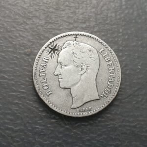 VENEZUELA 1 BOLIVAR 1935 CONTRAMARCAS ESTRELLA Y CRUZ POR ENCIMA DE LA CABEZA