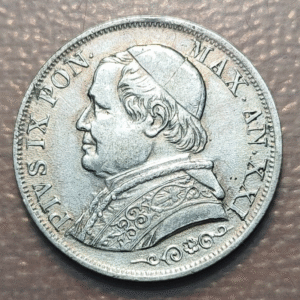 ESTADOS PAPALES VATICANO PIO IX 1 LIRA 1866 R ANNO XXI EBC