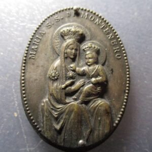 MEDALLA RELIGIOSA PLACA RETRO EN BAQUELITA VIRGEN SS DE MONTENERO LIVORNO ITALIA