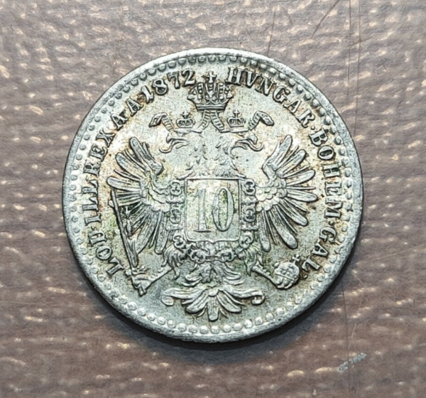AUSTRIA FRANZ JOSEPH I 10 KREUZER 1872 EBC+ - Imagen 2