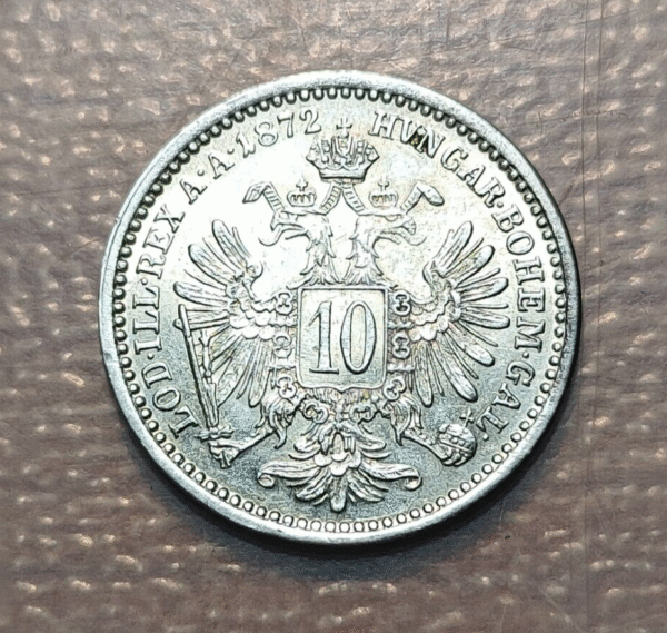AUSTRIA FRANZ JOSEPH I 10 KREUZER 1872 EBC+ - Imagen 2