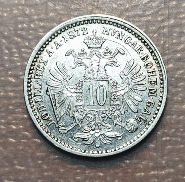 AUSTRIA FRANZ JOSEPH I 10 KREUZER 1872 EBC- - Imagen 2