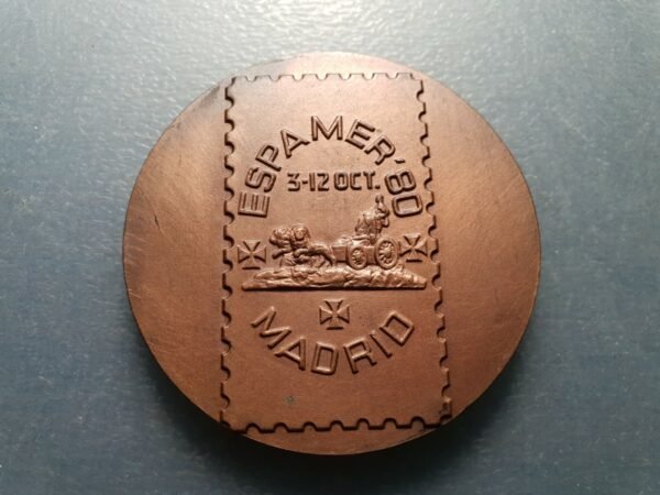MADRID MEDALLA 1980 ESPAMER `80  EXPOSICION FILATELICA DE AMERICA Y EUROPA 59 mm - Imagen 2