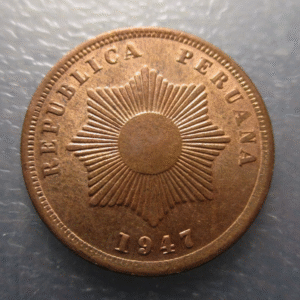 PERU 2 CENTAVOS 1947 SC UNC