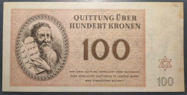 CHECOSLOVAQUIA CZECHOSLOVAKIA THE RESIENSTADT GHETTO 100 KRONEN 1943 EBC