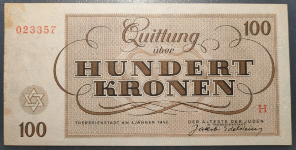 CHECOSLOVAQUIA CZECHOSLOVAKIA THE RESIENSTADT GHETTO 100 KRONEN 1943 EBC - Imagen 2