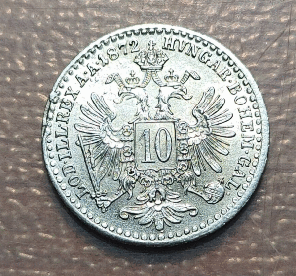AUSTRIA FRANZ JOSEPH I 10 KREUZER 1872 SC UNC - Imagen 2