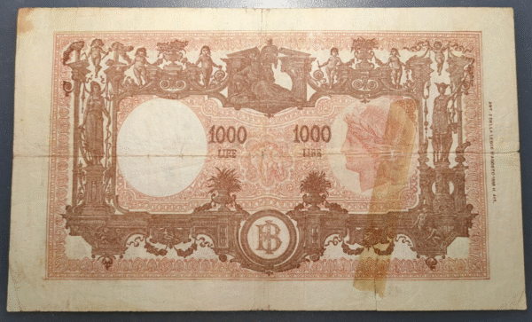ITALIA 1000 LIRE 12/07/1946 BC ARREGLO DETRAS - Imagen 2