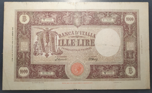 ITALIA 1000 LIRE 12/10/1946 P72c BC+