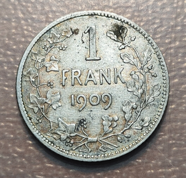 BELGICA BELGIUM LEOPOLD II 1 FRANC 1 FRANCO 1909 FLAMENCO MBC - Imagen 2