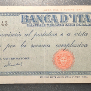 ITALIA TITOLO PROVVISORIO 5000 LIRE 22/11/1949 P-86b MBC+ MEDUSA