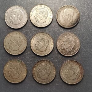SUECIA SWEDEN LOTE 9 MONEDAS PLATA BAJA 1 KORONA