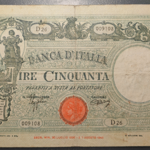 ITALIA 50 LIRE 11/08/1943 BC+/MBC-