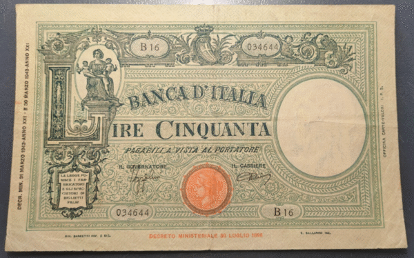 ITALIA 50 LIRE 31/03/1943 MBC