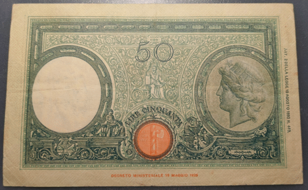 ITALIA 50 LIRE 31/03/1943 MBC - Imagen 2