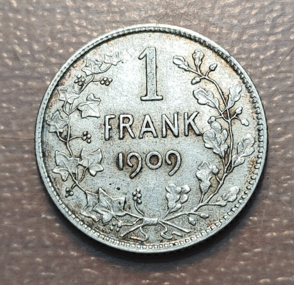 BELGICA BELGIUM LEOPOLD II 1 FRANC 1 FRANCO 1909 FLAMENCO MBC+ - Imagen 2