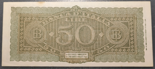 ITALIA 50 LIRE 10/12/1944 EBC+ LIGERA DOBLEZ - Imagen 2