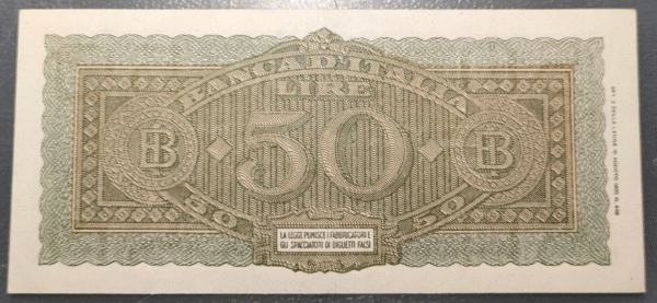 ITALIA 50 LIRE 10/12/1944 EBC DOBLEZ CENTRAL - Imagen 2