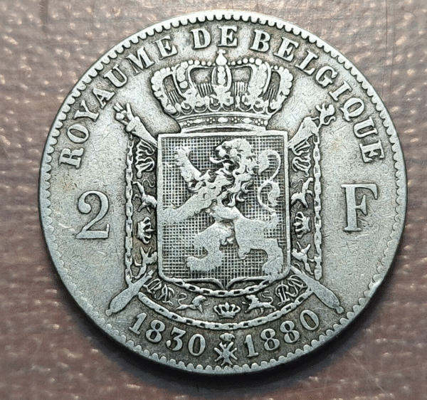 BELGICA BELGIUM LEOPOLD I LEOPOLD II 2 FRANCS 2 FRANCOS 1830 1880 MBC - Imagen 2
