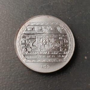 MEXICO 2 PESOS 1993 1/2 ONZA TROY 1/2 TROY OZ BAJORRELIEVE TAJIN PLATA SC UNC