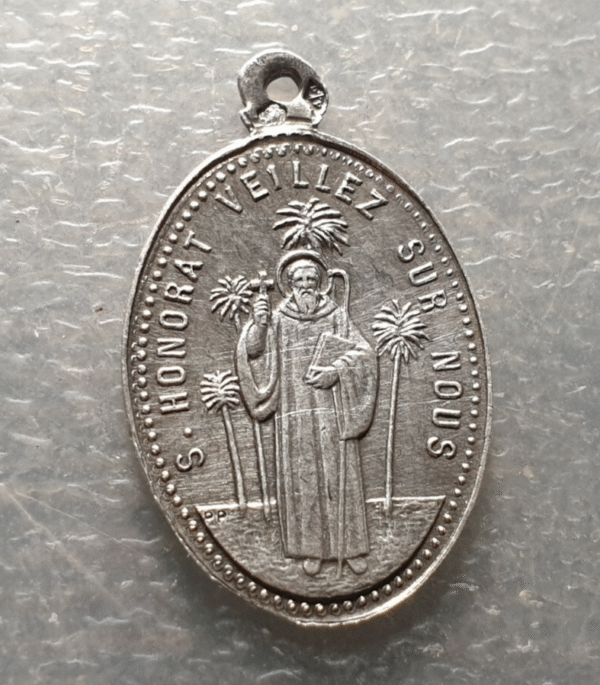 MEDALLA RELIGIOSA SAN HONORAT HONORADO / NUESTRA SEÑORA DEL BUEN VIAJE 25x15 mm