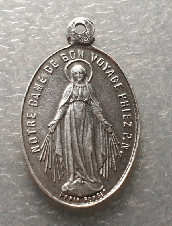 MEDALLA RELIGIOSA SAN HONORAT HONORADO / NUESTRA SEÑORA DEL BUEN VIAJE 25x15 mm - Imagen 2