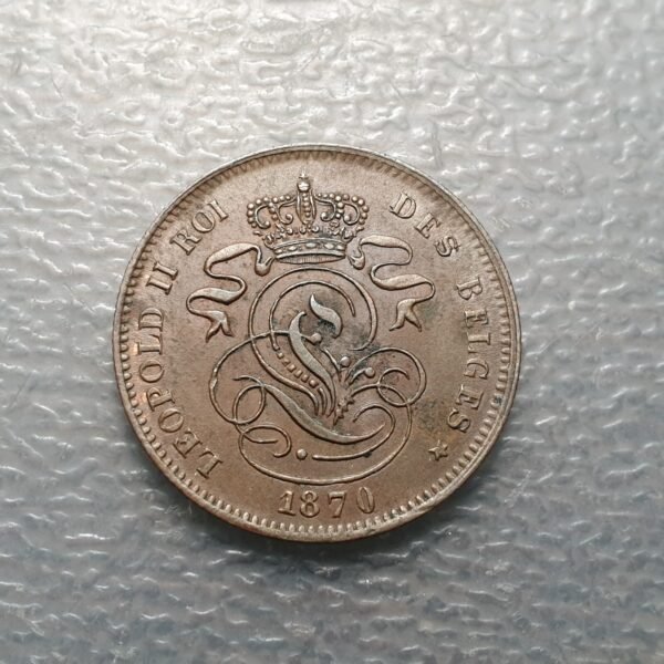 BELGICA BELGIUM 2 CENTIMES 1870 EBC+/SC- BRILLO ORIGINAL - Imagen 2