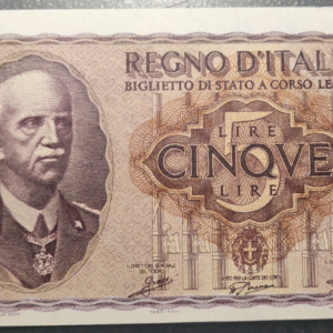 ITALIA 5 LIRE 1940 - XVIII P-28 SC UNC