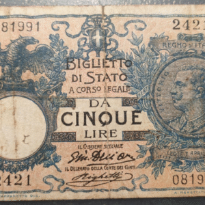 ITALIA 5 LIRE DELL'ARA / RIGHETTI P-23d BC+/MBC-