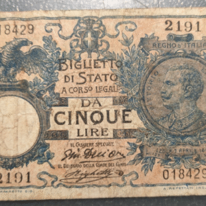 ITALIA 5 LIRE DELL'ARA / RIGHETTI P-23d BC+