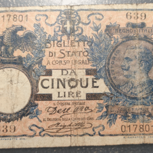 ITALIA 5 LIRE DELL'ARA / RIGHETTI P-23a BC+